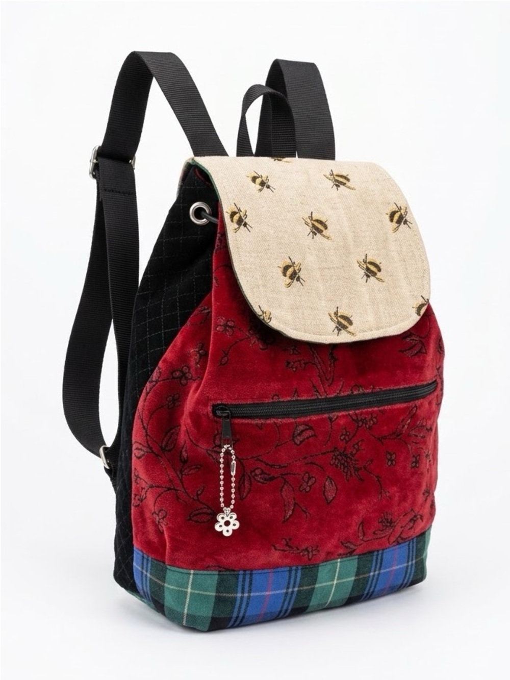 Nordic House Designs Bee-Embroidered Velvet Backpack